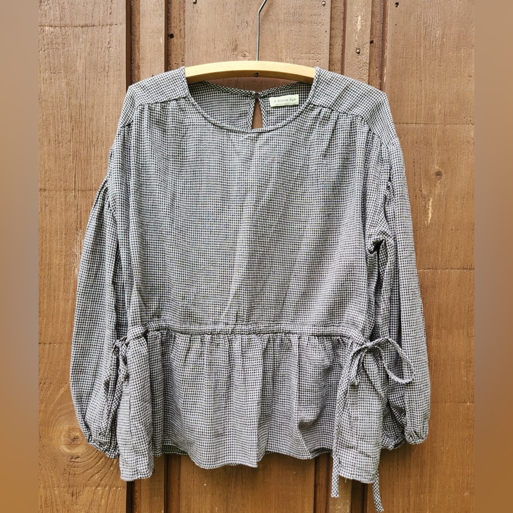 A Bronze Age - Peplum Checkered Blouse